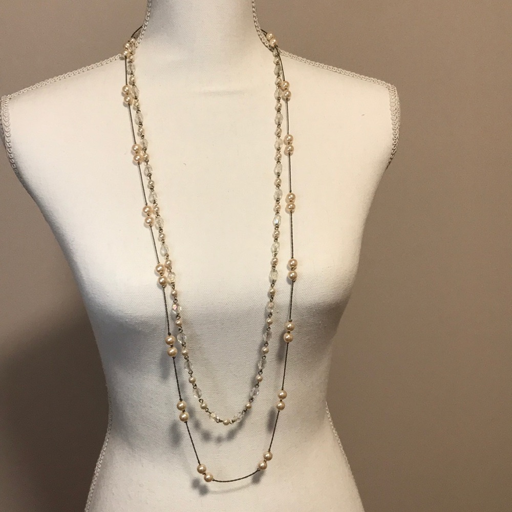 Two tiered blush pink pearl necklace